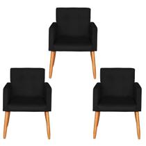 Kit 3 Poltronas Decorativa para Recepção Sala de Estar Recepção Sala de Espera estofada