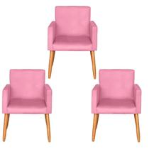 Kit 3 Poltronas Decorativa para Recepção Sala de Estar Recepção Sala de Espera estofada