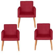 Kit 3 Poltronas Decorativa para Recepção Sala de Estar Recepção Sala de Espera estofada