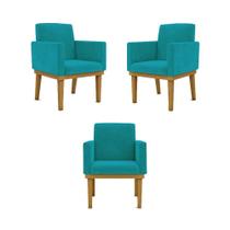Kit 3 Poltronas Decorativas Nina Reforçadas Suede Turquesa Balaqui Decor Kit 3 Poltronas Decorativas Nina Reforçadas Suede Turquesa Balaqui Decor