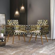 Kit 3 Poltronas Decorativas Nina Sala Estampada Suede Multicolorido Balaqui Decor Kit 3 Poltronas Decorativas Nina Sala Estampada Suede Multicolorido Balaqui Decor