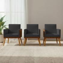 Kit 3 Poltronas Decorativas Para Sala Quarto Recepção Escritório Confortável Luxo Lis Tecido Sintético e Suede Kit 3 Poltronas Decorativas Para Sala Quarto Recepção Escritório Confortável Luxo Lis Tecido Sintético e Suede