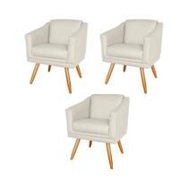 Kit 3 Poltronas Decorativas San Diego Sala de Estar Tecido Veludo Bege Kimi Decor Kit 3 Poltronas Decorativas San Diego Sala de Estar Tecido Veludo Bege Kimi Decor