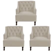 Kit 3 poltronas genesis suede bege