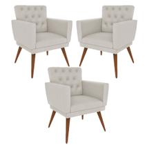 Kit 3 Poltronas Nina com Capitone - Bege