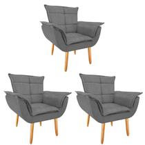 Kit 3 Poltronas Opala GatMagazine-Suede Grafite