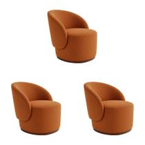 Kit 3 Poltronas Orgânicas Decorativas Premium para Recepção Clínica em Bouclê Italiano Terracota Kit 3 Poltronas Orgânicas Decorativas Premium para Recepção Clínica em Bouclê Italiano Terracota
