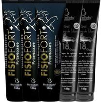 Kit 3 Pomada Fisiofort Premium + 2 Gel Cartilagem De Tubarão