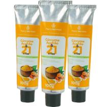 Kit 3 Pomada Massageadora Curcuma E Açafrão 21 Ervas 100G