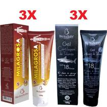 Kit 3 Pomada Milagrosa + 3 Gel Cartilagem de Tubarão 150g