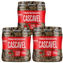 Kit 3 Pomadas Massageadoras Cascavel Rhenuks Extra Forte 200g Cada Kit 3 Pomadas Massageadoras Cascavel Rhenuks Extra Forte 200g Cada