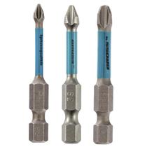 Kit 3 Ponta Bits de Impacto Ph1 Ph2 Ph3 50MM Conexão rosqueada torção aço cromo Gross