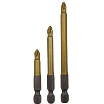 Kit 3 Ponta Bits PH2 50mm 70mm 90mm Titânio Ponteira Magnética Philips Parafusadeira Imã Antiderrapante Mercantil Ecommerce