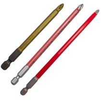 Kit 3 Ponta Bits PH2 90mm + 127mm + 150mm Ponteira Magnética Philips Parafusadeira Imã Antiderrapante Haste longa