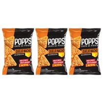 Kit 3 popps chips de pipoca sabor queijo nacho sem fritura 35g roots to go - sem gluten