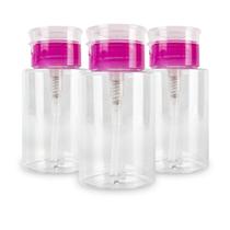 Kit 3 Porta Acetona Plástico Removedor Esmalte Dosador 180ml Manicure Pedicure Unhas Nail Designer