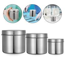 Kit 3 Porta Algodão Gaze Inox Podologia Estética Odontologia Odonto Saúde Estética Esteticista Beauty