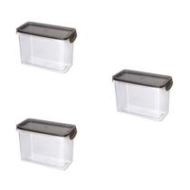 Kit 3 Porta Alimentos Trava Mais Vedação Borracha 1,9 L Kit 3 Porta Alimentos Trava Mais Vedação Borracha 1,9 L