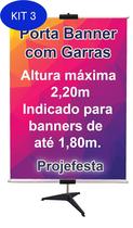 Kit 3 Porta Banner Com Garra 2,20M Tripé Pedestal Base