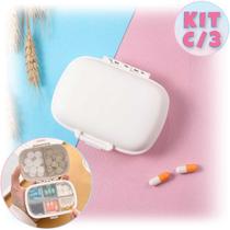 Kit 3 Porta Cápsulas Comprimido Estojo Separador Uso Prático Uso Diário Semanal Viagem Dia a Dia