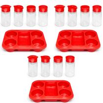 Kit 3 Porta Condimentos para Restaurantes e Lanchonetes 4 Frascos Preto