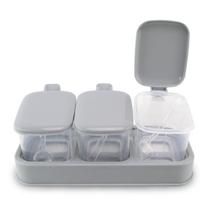 Kit 3 Porta Condimentos Plástico Geladeira Mesa com 3 Potes - Clink