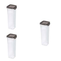 Kit 3 Porta Condimentos Quadrado Trava Mais 1,6 L Cristal