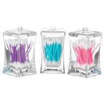 Kit 3 Porta Cotonete Algodão Organizador Acrílico Banheiro