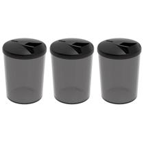 Kit 3 Porta Farofa Temperos Farinheira com Tampa 400ml Fumê Crippa Potes para Condimentos Kit 3 Porta Farofa Temperos Farinheira com Tampa 400ml Fumê Crippa Potes para Condimentos