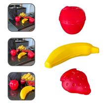 Kit 3 Porta Frutas Banana Maçã Morango BPA Free para Mochila e Escola Kit 3 Porta Frutas Banana Maçã Morango BPA Free para Mochila e Escola