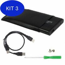 Kit 3 Porta HD PC Notebook Sata 2.5 USB 2.0