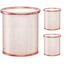 Kit 3 Porta Lápis Rose De Metal Pincel Caneta Escritório Kit 3 Porta Lápis Rose De Metal Pincel Caneta Escritório