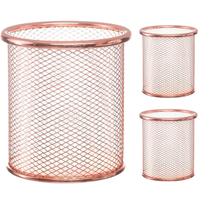 Kit 3 Porta Lápis Rose De Metal Pincel Caneta Escritório Kit 3 Porta Lápis Rose De Metal Pincel Caneta Escritório