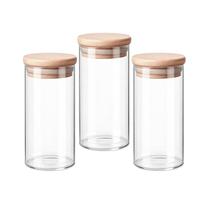 Kit 3 Porta Mantimento Recipiente Vidro Tampa Bambu Alimento Multiuso 1150ml Pote Organizador Cozinha Kit 3 Porta Mantimento Recipiente Vidro Tampa Bambu Alimento Multiuso 1150ml Pote Organizador Cozinha
