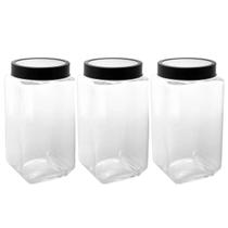 Kit 3 Porta Mantimentos de Vidro 2,2L com Tampa de Metal Preta Lyor Potes para Alimentos Kit 3 Porta Mantimentos de Vidro 2,2L com Tampa de Metal Preta Lyor Potes para Alimentos