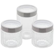 Kit 3 Porta Mantimentos de Vidro Sydney Lyor 870ml e 1,2L Po