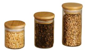 Kit 3 Porta Mantimentos em Vidro Com Tampa - Wolff Kit 3 Porta Mantimentos em Vidro Com Tampa - Wolff