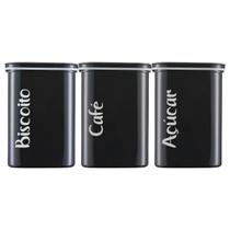 Kit 3 Porta Mantimentos Herméticos 2lt Café Açúcar Biscoito -