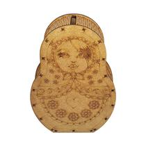 Kit 3 Porta Moeda Cofre Boneca Russa 14x5x20 Laser Mdf Madeira