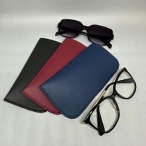 Kit 3 porta óculos de sol e grau (case /capinha /estojo /caixinha) em curvim material sintético - Bordô, Preto e Azul Marinho