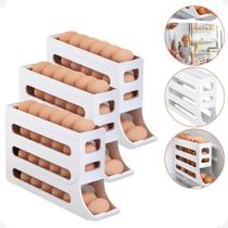 Kit 3 Porta Ovos 4 Andares Organizador de Geladeira Branco Kit 3 Porta Ovos 4 Andares Organizador de Geladeira Branco