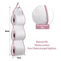 Kit 3 Porta Papel Higiênico 03 Rolos Pvc Lavável Fabrica