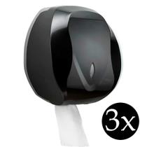 Kit 3 porta papel higiênico preto suporte para banheiro lavabo bar shopping academia dispenser rolão - Premisse Velox