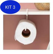 Kit 3 Porta Papel Toalha Suporte Suspenso Encaixe Cozinha Branco