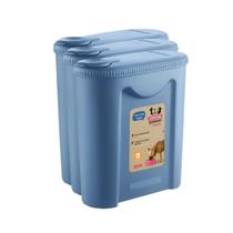 Kit 3 Porta Ração Com Tampa Portátil cachorro cão gato azul