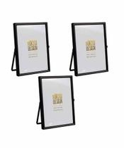 Kit 3 Porta Retrato em Metal e Vidro para Foto 10x15 Preto