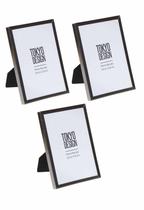 Kit 3 Porta Retrato Metal e Vidro 10x15 Moldura Lisa Prata
