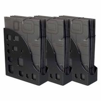 Kit 3 Porta Revistas E Objetos Organizador Dellocolor Preto
