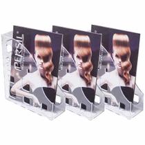 Kit 3 Porta Revistas Objetos Organizador Dellocolor Cristal