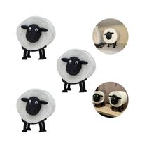 Kit 3 Porta Rolo De Papel Higiênico Ovelha Decorativa 3D Organizador De Banheiro Criativo e Divertido Suporte De Mesa -
